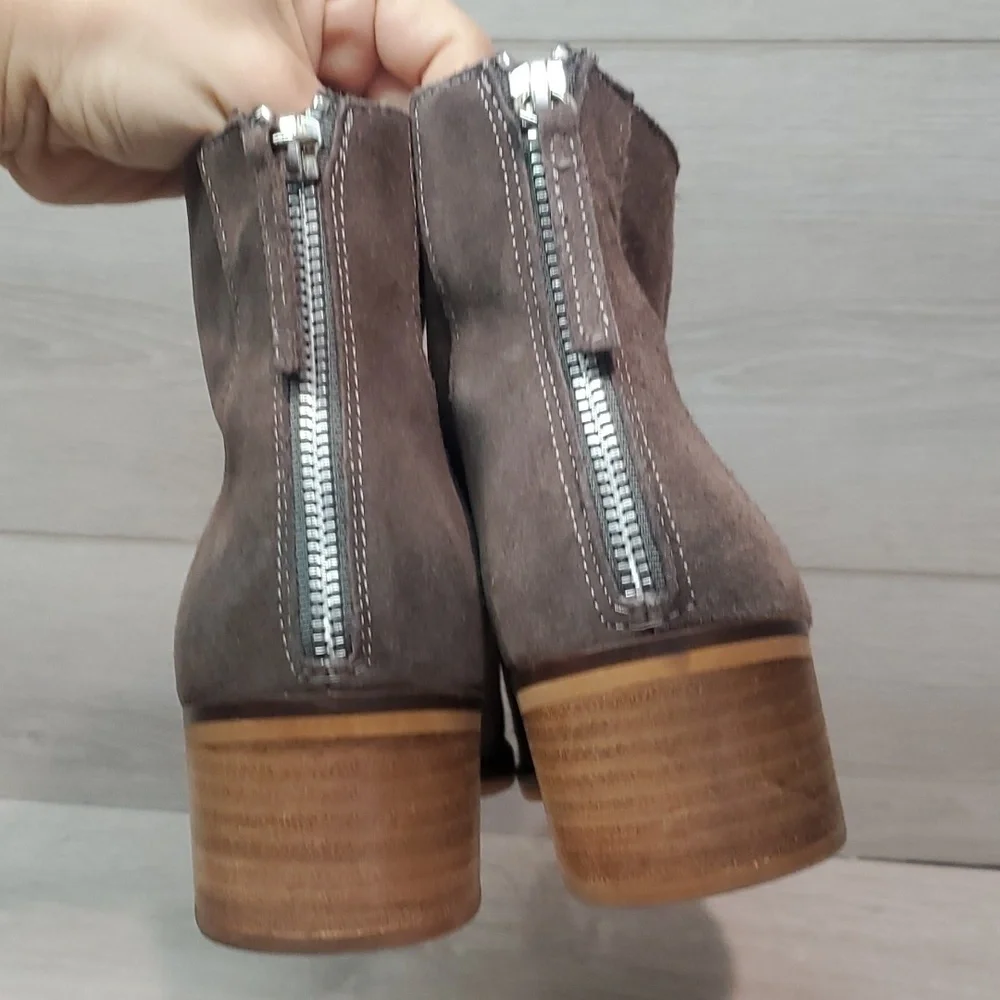 Steve Madden Women Leather Legally Ankle Suede Heels boots shoes sz 8.5M